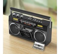 Boombox - Reproductor de CD de casete, grabadora de radio y reproductor de cinta, soporta entrada SD/USB/TF, con conector para auriculares, alimentación de corriente/batería, uso doméstico y exterior