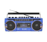 Boombox - Reproductor de CD portátil con radio AM/FM, estilo retro, Bluetooth, grabadora de casete, altavoz para reuniones familiares y viajes