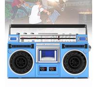 Boombox - Reproductor de CD portátil con radio AM/FM y grabadora de cassette, compatible con entrada SD/USB para reuniones familiares y viajes