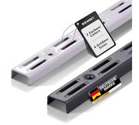 BOOMET Rieles de pared de 2 filas, color blanco, 100 cm, 10 unidades, 2 colores, rieles para estantes o estantes de pared, soporte de estante de acero, recubrimiento en polvo, fácil montaje