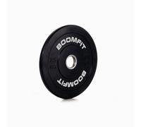 BOOMFIT - Disco de Competición para Barra Olímpica 50 mm | 2,5-25kg | Goma alta densidad y Núcleo de acero | Entrenamiento de Fuerza, Crossfit | Colores por peso | Home gym y box (Negro, 1 x 2,5 kg)