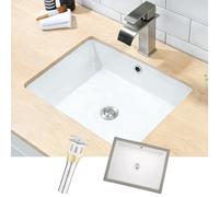 BoomHoze Lavabo Bajo Encimera de Cerámica Rectangular, con Rebosadero, Fregadero de Cocina Moderno para Espacios Pequeños, Resistente a las Manchas y el Amarilleo, Color Blanco, 500 x 380 x 180 mm