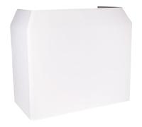 BoomToneDJ DJ STAND PRO White - Mueble DJ plegable con lycra blanco | Retroiluminable LED | 1,46 m ancho | Bandeja 93 cm | Estructura desmontable | Transporte fácil | Ideal DJ Mobile & Escenario