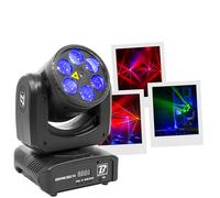 BoomToneDJ Moving Bee FX-LZR - Lire LED RGBW 6x10W con láser verde 50mW, PAN/TILT rápidos, efectos giratorios, DMX de 16 canales, modos auto y audio, ideal DJ, clubes, shows luminosos dinámicos
