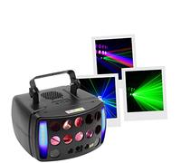 BoomToneDJ STARLIGHT-LZR Juegos de luces DJ 4 efectos Haz multicolor LZR, Strob, Control DMX Programas automáticos Detección de música Control remoto. Iluminación Disco Club Fiesta Noche Boda