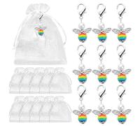 BOOMTOP 10pcs Llaveros de Ángel Guarda, Llavero Ángel Perla Colores, Colgante Ángel Regalo para Invitados de Boda, Kit 10pcs Bolsas de Organza de Regalo para Bautizo Navidad Cumpleaños Nacimientos