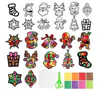 BOOMTOP 12pcs Manualidad Pegatina Ventana Navidad, Manualidad Niños de Ventana de Navidad, Juego DIY Niño Pegatina Ventana Navidad de Árbol Copo Nieve Papá Noel, Conjunto Decoración Ventana Navidad