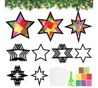 BOOMTOP 15pcs Manualidad Pegatina Ventana Navidad, Manualidad Niños de Ventana de Navidad, Juego DIY Niño Pegatina Ventana Navidad de Estrellas, Conjunto Decoración Ventana Navidad