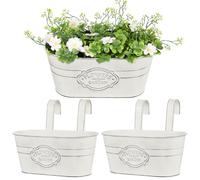 BOOMTOP 2pcs Maceta Colgante Metal con Doble Gancho Extraíble, Maceta Grande Cubo Flores, Cubo Macetero, Maceta Cubo Planta para Jardín Pared Balcón Valla Hogar Patio Exterior Interior Decoración