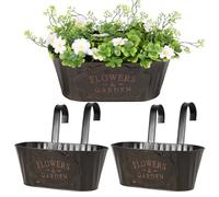 BOOMTOP 2pcs Maceta Colgante Metal con Doble Gancho Extraíble, Maceta Grande Cubo Flores, Cubo Macetero, Maceta Cubo Planta para Jardín Pared Balcón Valla Hogar Patio Exterior Interior Decoración
