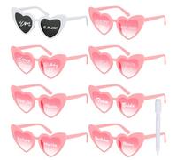 BOOMTOP 8 Pares Gafas de Sol Corazón, Novia, Vintage, Hippies y Fiesta para Mujer, Con Rotulador Modificable Blanco para Escribir