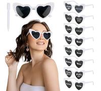 BOOMTOP 8 Pares Gafas Sol Corazón con Perlas, Gafa Sol Novia Despedida Soltera, Gafa Corazón Vintage Hippies Mujer Fiesta Playa Boda Foto Mujer, con Rotulador Modificable para Escribir en Las Gafas