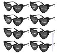 BOOMTOP 8 Pares Gafas Sol Corazón Novia Vintage Hippies Mujer Fiesta Mujer, con Rotulador Modificable Blanco para Escribir en Las Gafas