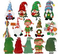 BOOMTOP Kits de manualidades de Navidad - Paquete de 15 calcomanías de espuma de gnomo para niños - Haz tu propia decoración de Navidad decoración colgante de gnomo