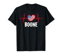 Boone Birthday First Name Family Last Name Flag Heart Camiseta