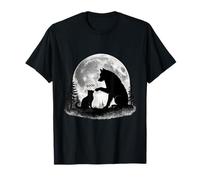 Boop Gato y Lobo | Linda Silueta Luna Bosque Camiseta