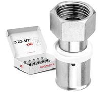 BOOPARTS - 10 piezas - Conexión multicapa 20 - F1/2" (15/21) - tuerca giratoria a crimpado contorno TH - acoplamiento multicapa - tuerca giratorio recto hembra - accesorio de fontanería para tubo