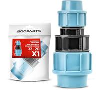 BOOPARTS - Racor recto reductor de PP roscado Ø32-20 mm para tubo de PE | Manguito de polipropileno para irrigación, riego y suministro de agua