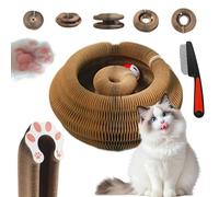 Boopz Ball for Cats, Kitty Curls Cat Scratcher,Flexible Curls Cat Scratcher to Indoor Cats, plegable acordeón Magic Organ Scratch Board Toy with Bell Balls & Track Adventure (1 unidad)