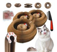 Boopz Ball for Cats, Kitty Curls Cat Scratcher,Flexible Curls Cat Scratcher to Indoor Cats, plegable acordeón Magic Organ Scratch Board Toy with Bell Balls & Track Adventure (3 piezas)