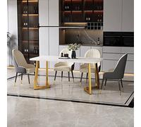 boorbin 117x68cm Mesa de Comedor, (1 pieza), Estructura de Metal Mesa de Comedor Rectangular de Moderno Patrón de Mármol, Mesa de Cocina con Patas de Metal para Comedor Salón, Blanco, Dorado/Blanco
