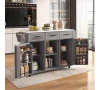 boorbin 139 x 46 (71) x 91,5 cm. Gran carrito de comedor/aparador, encimera de madera maciza, encimera plegable, puerta de almacenamiento, ruedas, pies de madera maciza intercambiables, adecuado para