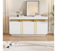 boorbin 140 x 38 x 70 cm moderno aparador, 3 puertas, armario de comedor con divisores ajustables, perfecto para cocina, salón, comedor, pasillo (negro)