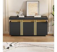 boorbin 140 x 38 x 70 cm moderno aparador, 3 puertas, armario de comedor con divisores ajustables, perfecto para cocina, salón, comedor, pasillo (blanco)