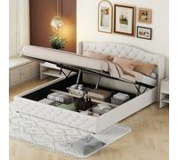 boorbin 180 x 200 Cama plana multifuncional con almacenamiento hidráulico (beige)