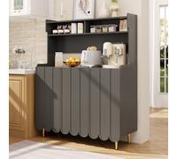 boorbin Aparador (120 x 40 x 151 cm), aparador de cocina, estilo moderno y sencillo, diseño de estante abierto que crea una zona de cocina y comedor ordenada (gris)