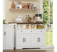 boorbin Aparador buffet de 140 cm con espacio de almacenamiento, barra de café con 3 cajones, armarios con estantes, adecuado para cocina, sala de estar, vestíbulo.