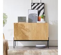 boorbin Aparador con 2 puertas y patas de metal, aparador buffet con diseño de líneas. Dimensiones: 75 x 100 x 40 cm