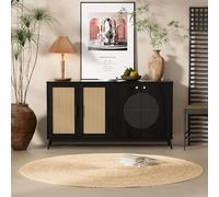 boorbin Aparador con Puertas de Cristal de ratán, Puerta semicircular, Muebles de Almacenamiento (150 x 40 x 80 cm)