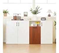 boorbin Aparador de madera independiente, armario de madera, cocina, hogar, salón, blanco, 160 × 40 × 80 cm