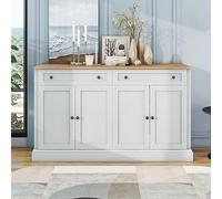 boorbin Aparador grande con 4 puertas y 2 cajones, moderno para comedor y sala de estar (150 x 86 x 40 cm) (madera natural)