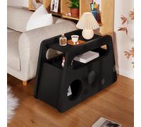 boorbin Aparador moderno con ruedas, diseño redondeado seguro, portátil, ahorra espacio, ideal para salón y dormitorio (81 x 33 x 51,5 cm), color negro