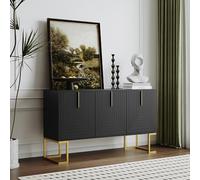boorbin Aparador moderno de 3 puertas con estantes ajustables, puertas de armario en forma de U y tiradores de metal y base para comedor y cocina (negro)