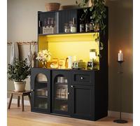 boorbin Armario alto de cocina, armario de buffet con estantes ajustables, armario de comedor, aparador con iluminación LED (negro)