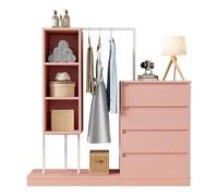 boorbin Armario con cajón, juego de ropero, color rosa, 140 x 40 x 135 cm, color rosa