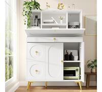 boorbin Armario de cocina (100 × 50 × 140 cm), armario de despensa, armario de comedor para cocina, comedor y salón, aparador moderno con puertas plegables, simple y moderno, espacio de almacenamiento