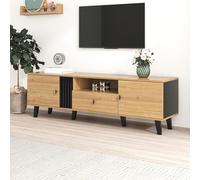 boorbin Armario de TV de 170 cm con diseño de madera y negro, mueble de TV, mueble bajo con cajones, funciones de almacenamiento versátiles, apariencia única (natural, 70 x 40 x 50,5 cm)