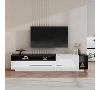 boorbin Armario de TV de alto brillo, mueble bajo, tabla de TV, cómoda para televisores de hasta 70 pulgadas con cajón, puerta y compartimento abierto, 170 x 38 x 42 cm