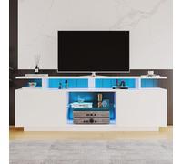 boorbin Armario moderno para TV de 16 colores, 1,4 m, con iluminación LED de 16 colores, elegante armario de almacenamiento de alto brillo (60 pulgadas) (blanco)