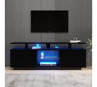 boorbin Armario moderno para TV de 16 colores, 1,4 m, con iluminación LED de 16 colores, elegante armario de almacenamiento de alto brillo (TV de 60 pulgadas), color negro