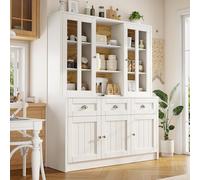 boorbin Armarios altos para salón, armario de cocina, armario de comedor con cajones, moderno y minimalista, armario alto para cocina, salón, comedor (blanco)