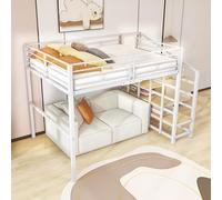 boorbin Cama alta, construcción de metal estable con amplio espacio de almacenamiento debajo de la cama y escalera, ideal para niños y adultos, para una máxima eficiencia de espacio, 140 x 200 cm