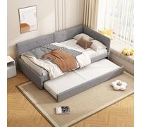 boorbin Cama de día 90 x 200 cm, cama de día con cama plegable, sofá cama, cama individual (sin colchón), estilo minimalista, gris