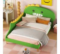 boorbin Cama infantil, diseño de dinosaurio, cama plana, material de poliuretano (verde, 140 x 200 cm)
