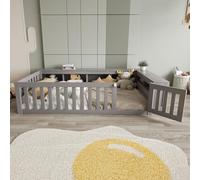 boorbin Cama infantil multifuncional de 90 x 200 cm con amplios compartimentos de almacenamiento y espacio de almacenamiento, con rejilla de seguridad y puertas, protección de seguridad integral, cama