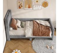 boorbin Cama plana acolchada de 90 x 200 cm, con puerto USB, diseño minimalista (gris)